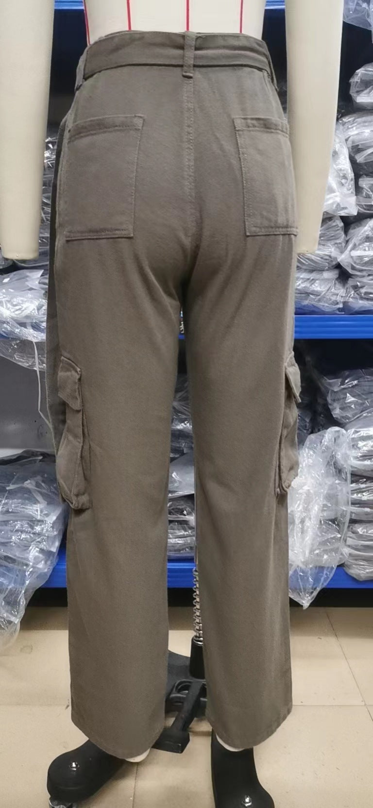 High-Waisted Belted Cargo Pant - Women's Multi-Pocket Straight-Leg Trousers