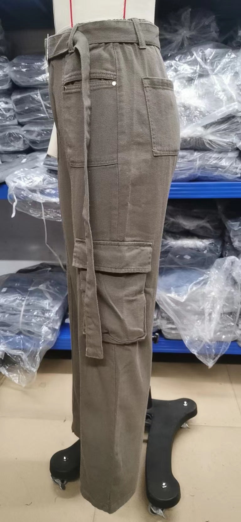 High-Waisted Belted Cargo Pant - Women's Multi-Pocket Straight-Leg Trousers