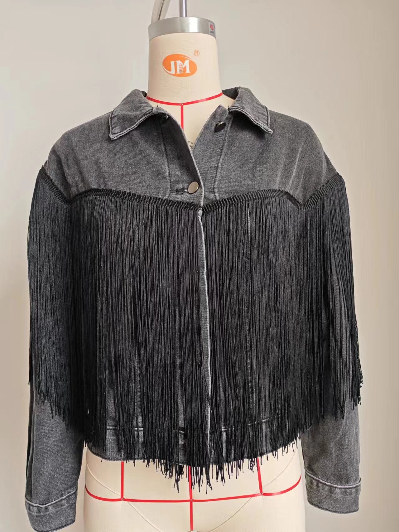 Fringe Denim Jacket - Western-Style Women's Outerwear