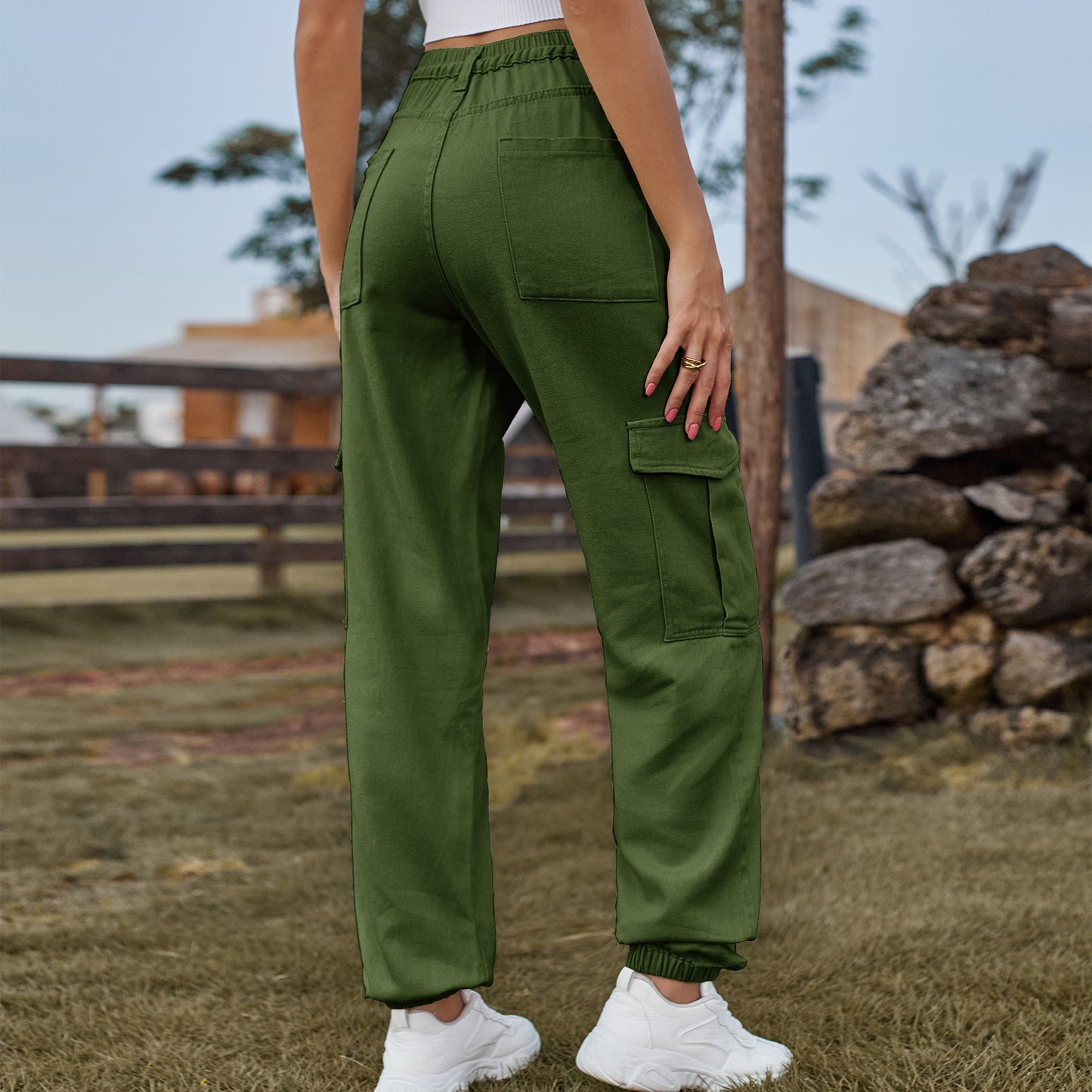 Stylish Multi-pocket Cargo Pant - Women's Loose Straight-Leg(Cuffed) Casual Trousers