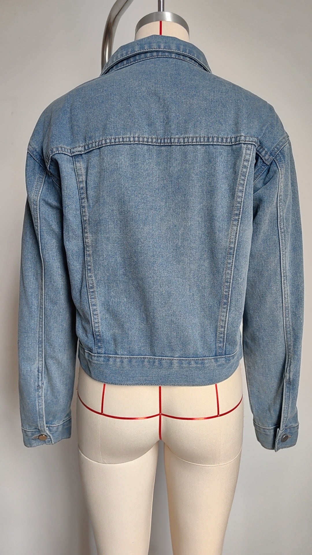 Pearl-Embellished Denim Jacket - Light Blue Women's Outerwear