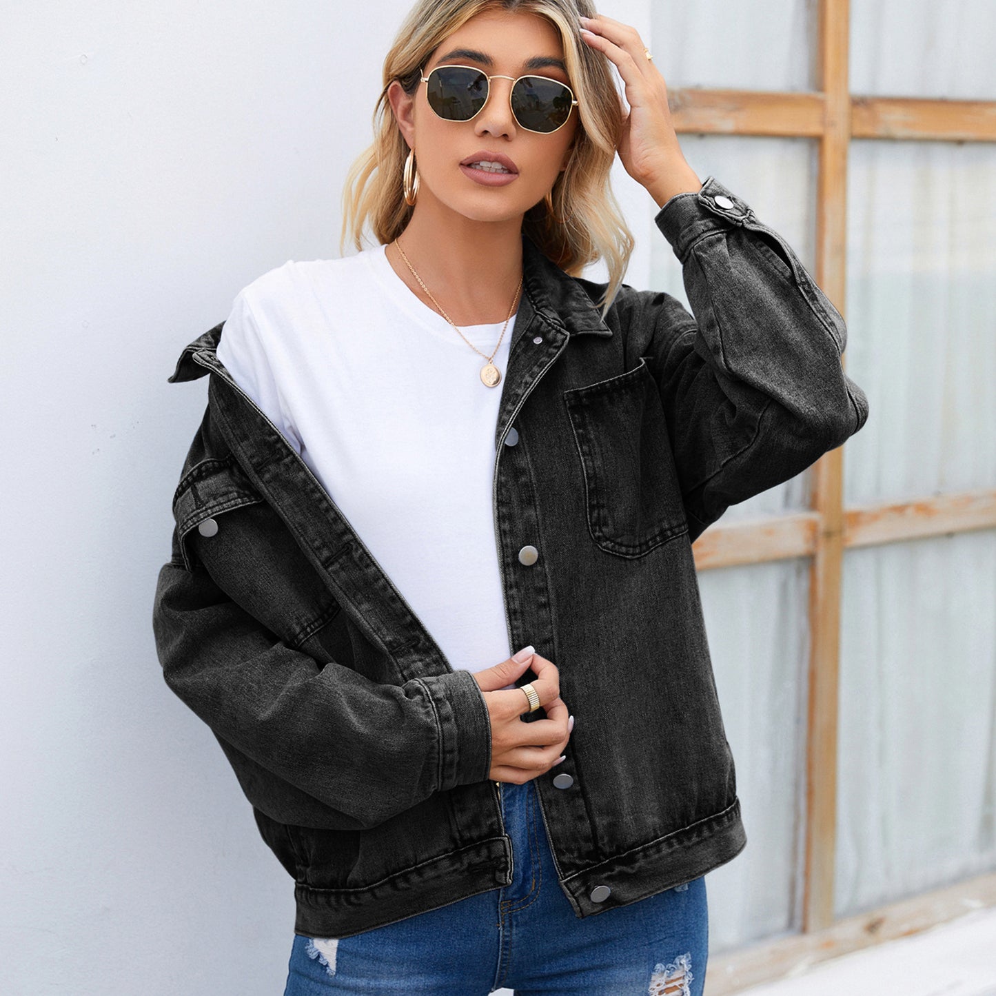 Classic Denim Jacket - Loose-Fit Women's Outerwear