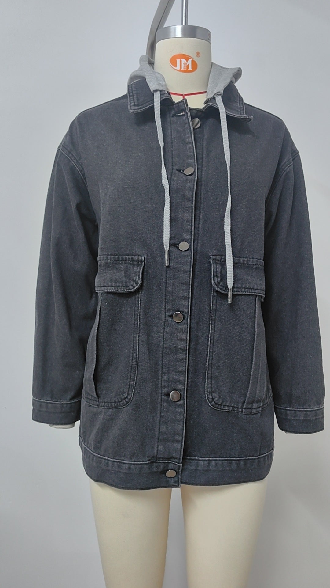 Detachable Hooded Denim Jacket - Women's Loose Casual Outerwear