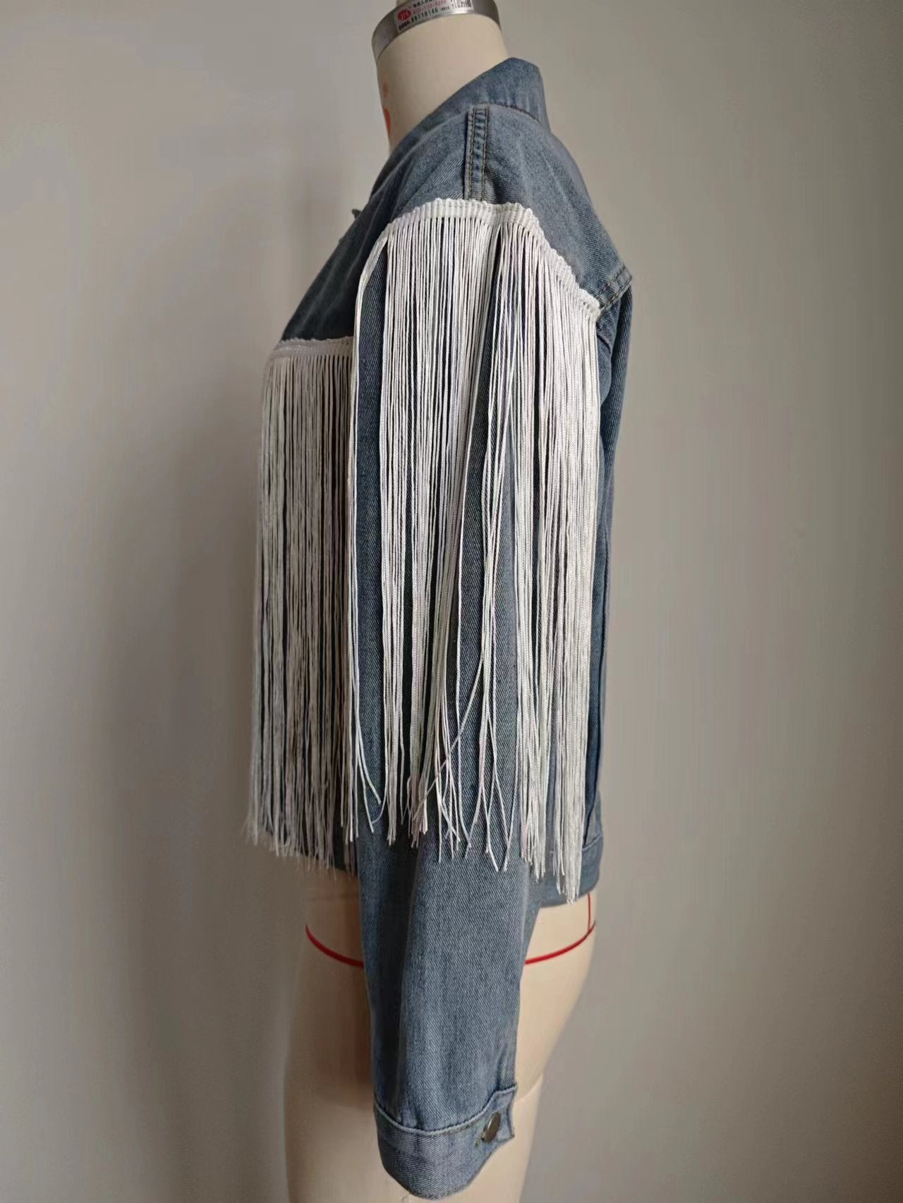 Fringe Denim Jacket - Western-Style Women's Outerwear