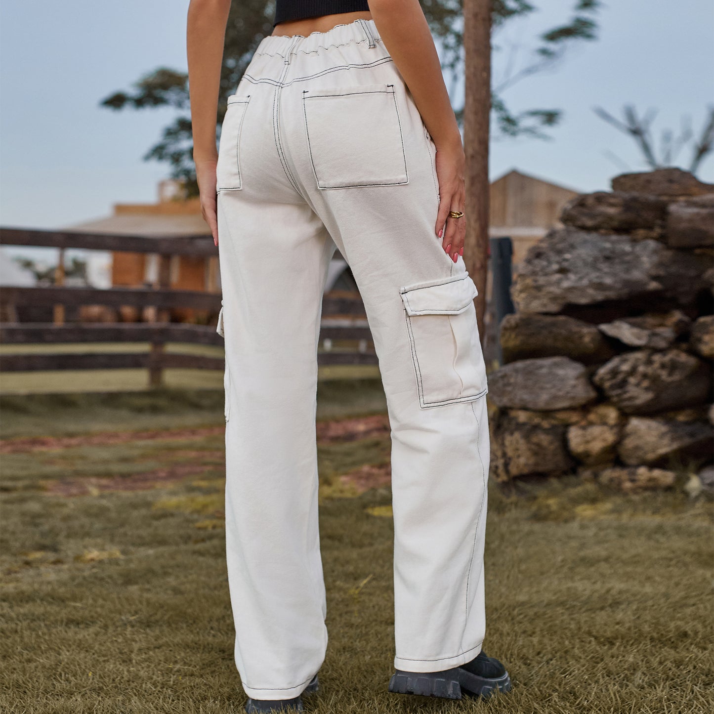 Stylish Multi-pocket Cargo Pant - Women's Loose Straight-Leg(Cuffed) Casual Trousers