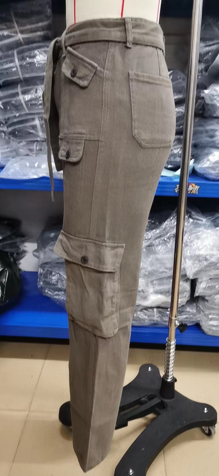 Belted Multi-Pocket Cargo Pant - Women's Loose Straight-Leg Trousers