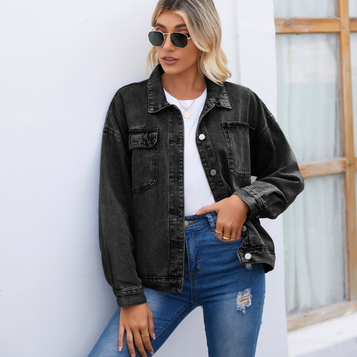 Classic Denim Jacket - Loose-Fit Women's Outerwear