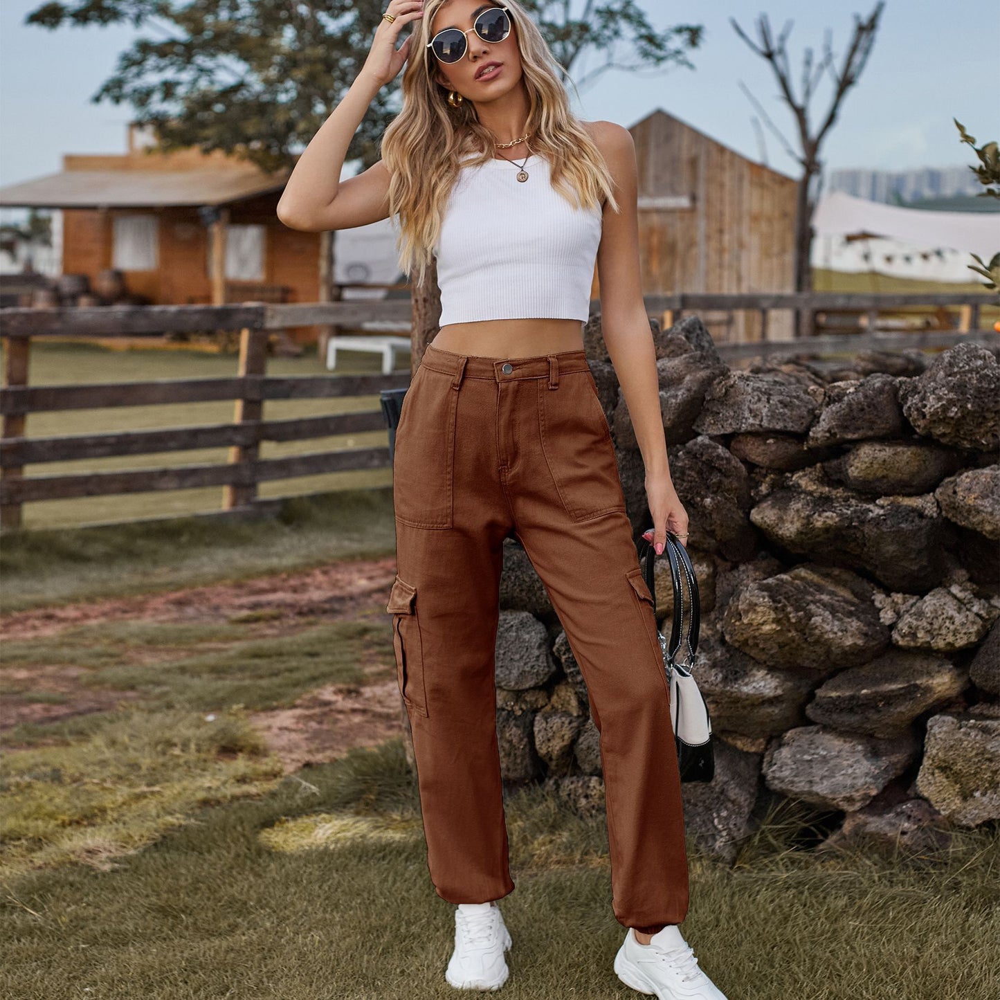 Stylish Multi-pocket Cargo Pant - Women's Loose Straight-Leg（Cuffed） Casual Trousers