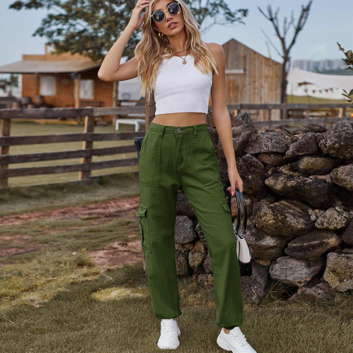 Stylish Multi-pocket Cargo Pant - Women's Loose Straight-Leg（Cuffed） Casual Trousers