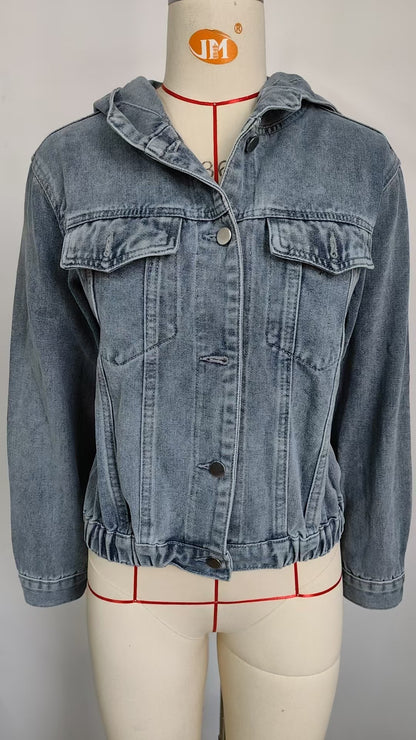Stylish Hooded Denim Jacket - Women's Loose Casual Outerwear