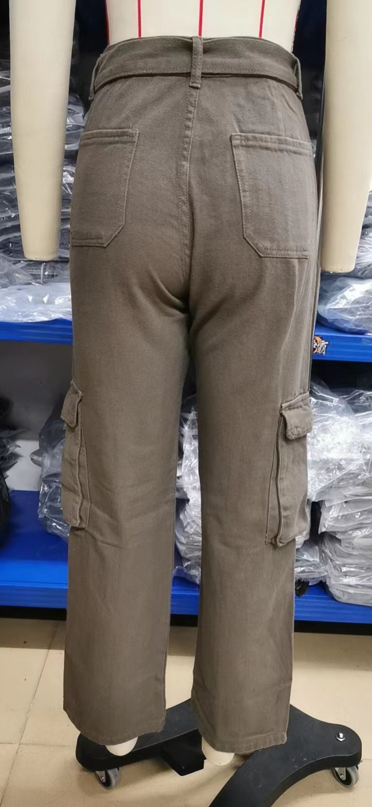 Belted Multi-Pocket Cargo Pant - Women's Loose Straight-Leg Trousers
