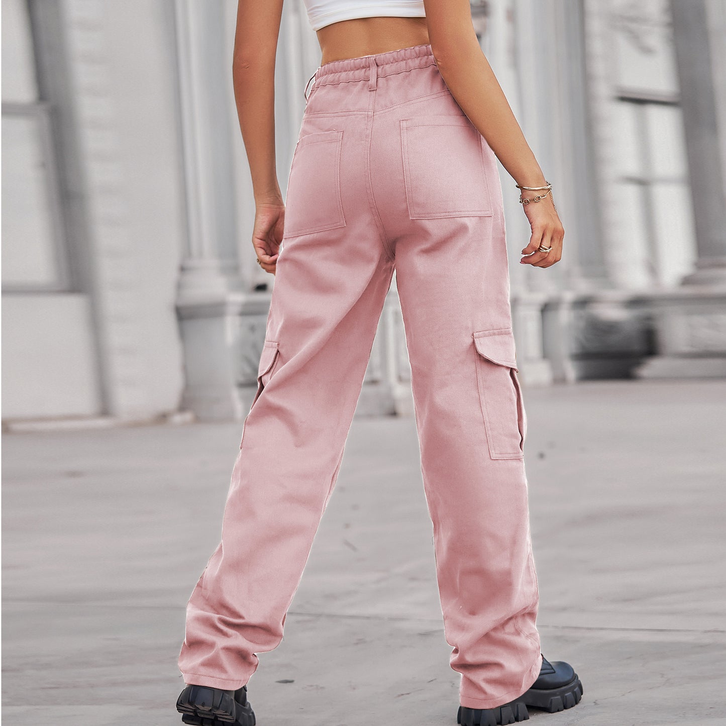 Stylish Multi-pocket Cargo Pant - Women's Loose Straight-Leg（Cuffed） Casual Trousers
