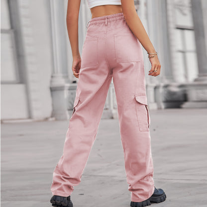 Stylish Multi-pocket Cargo Pant - Women's Loose Straight-Leg（Cuffed） Casual Trousers