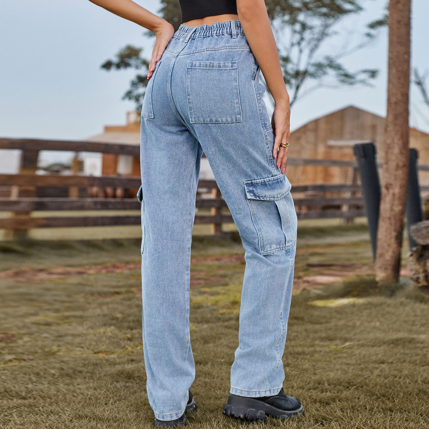 Stylish Multi-pocket Cargo Pant - Women's Loose Straight-Leg（Cuffed） Casual Trousers