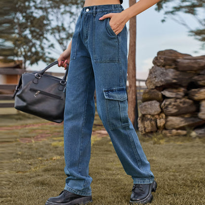 Stylish Multi-pocket Cargo Pant - Women's Loose Straight-Leg（Cuffed） Casual Trousers