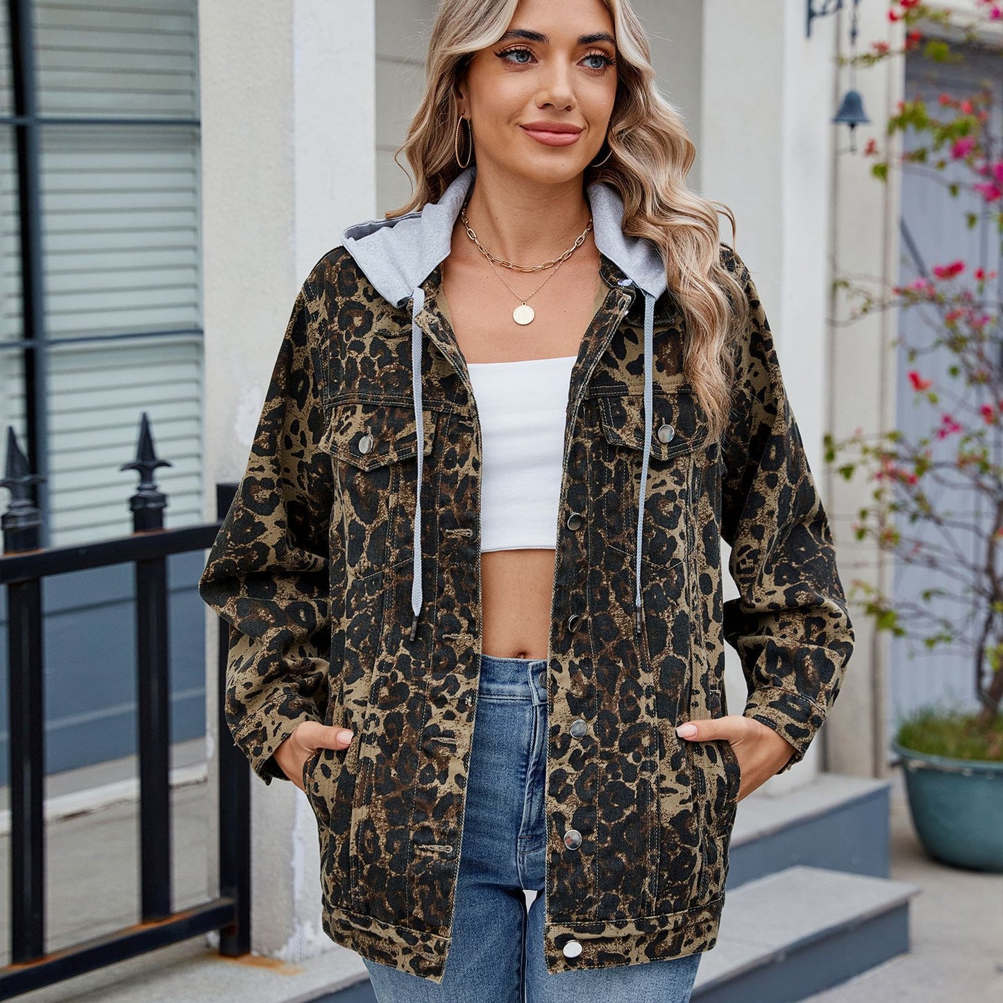 Retro Vertical - Striped Denim Jacket - Loose - Fit Women's Outerwear