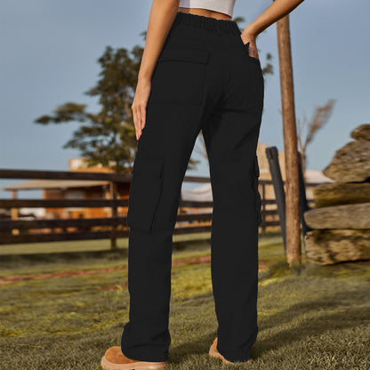 Multi - Pocket Cargo Denim Pant - Loose Straight Women's Trousers