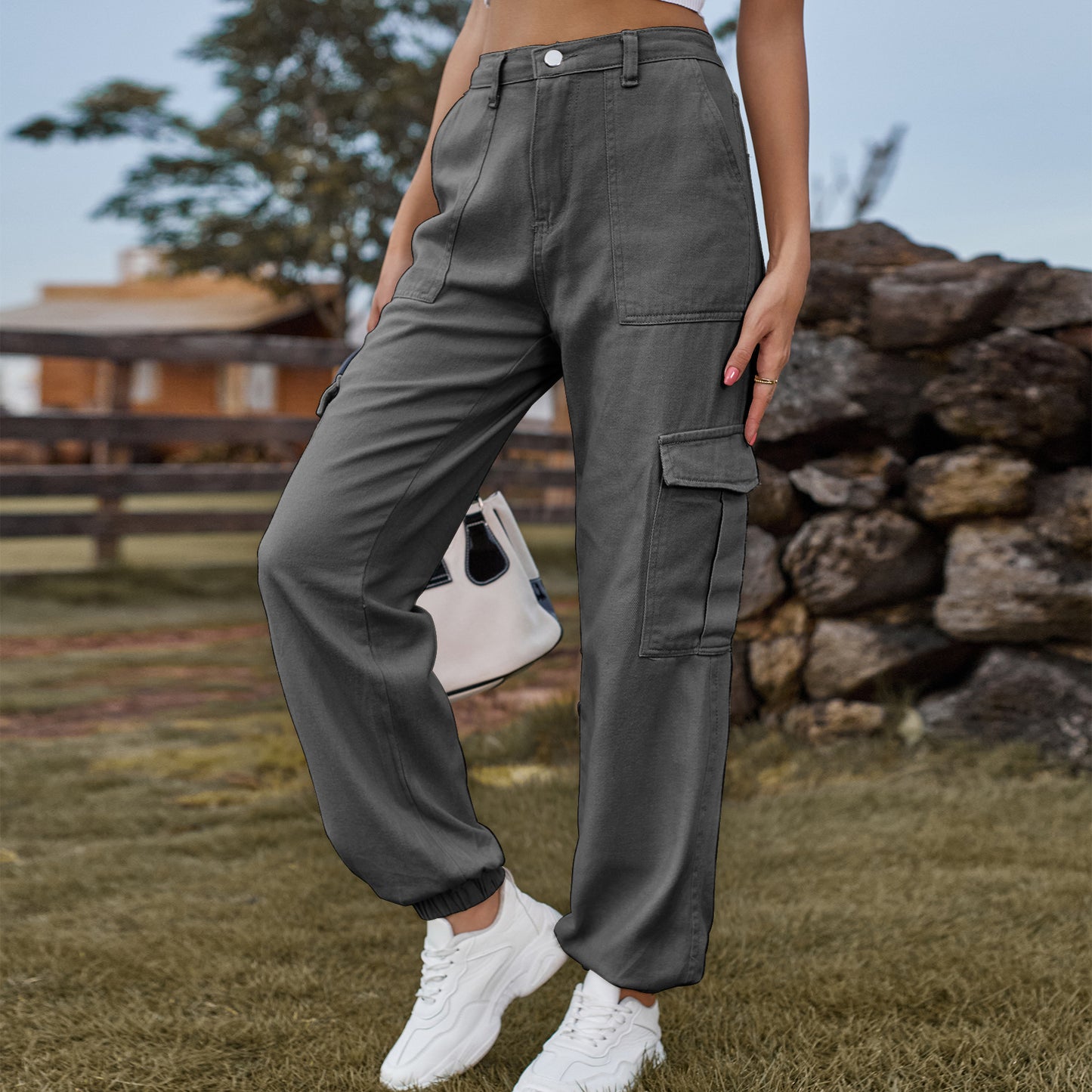 Stylish Multi-pocket Cargo Pant - Women's Loose Straight-Leg（Cuffed） Casual Trousers