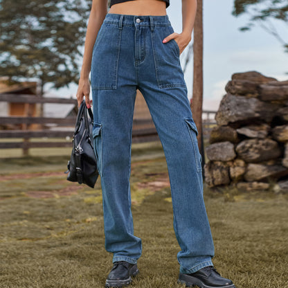 Stylish Multi-pocket Cargo Pant - Women's Loose Straight-Leg（Cuffed） Casual Trousers