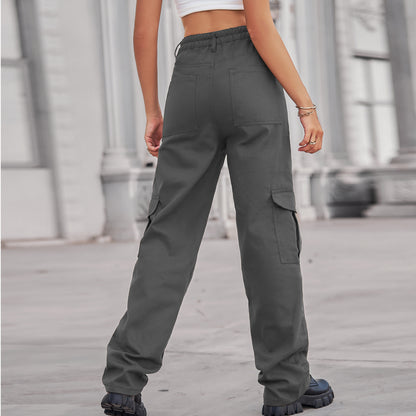 Stylish Multi-pocket Cargo Pant - Women's Loose Straight-Leg（Cuffed） Casual Trousers