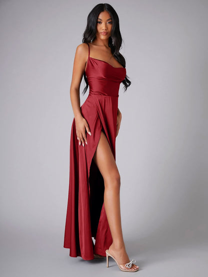 Crisscross Strappy Maxi Party Wear - Multi-Color Slip Dress with Slit