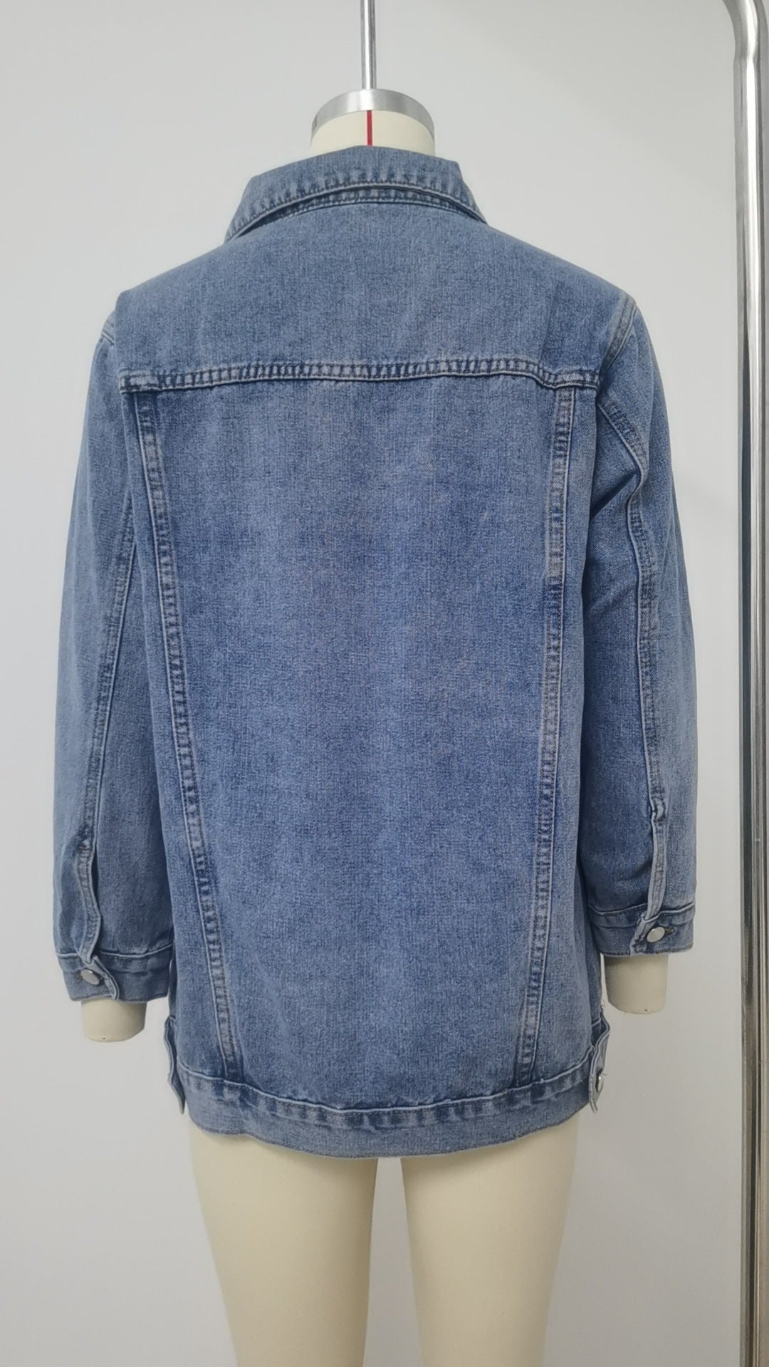 Retro Vertical - Striped Denim Jacket - Loose - Fit Women's Outerwear