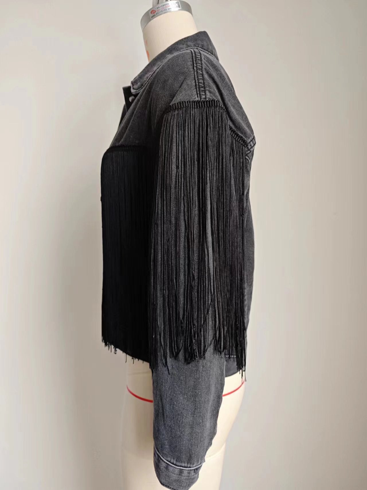 Fringe Denim Jacket - Western-Style Women's Outerwear