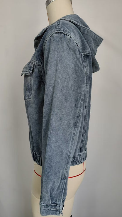 Stylish Hooded Denim Jacket - Women's Loose Casual Outerwear