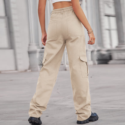 Stylish Multi-pocket Cargo Pant - Women's Loose Straight-Leg（Cuffed） Casual Trousers