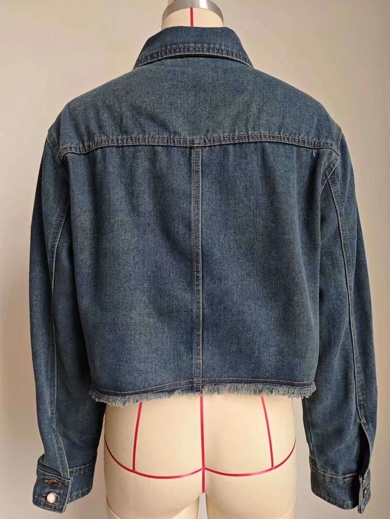Pocket Design Denim Jacket - Women's Loose Short Outerwear