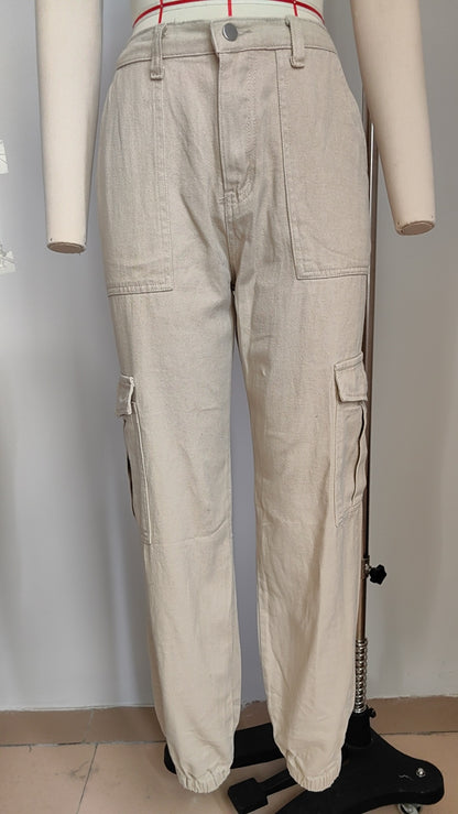 Stylish Multi-pocket Cargo Pant - Women's Loose Straight-Leg（Cuffed） Casual Trousers
