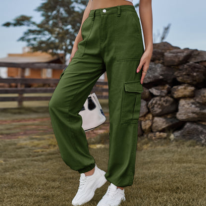 Stylish Multi-pocket Cargo Pant - Women's Loose Straight-Leg（Cuffed） Casual Trousers
