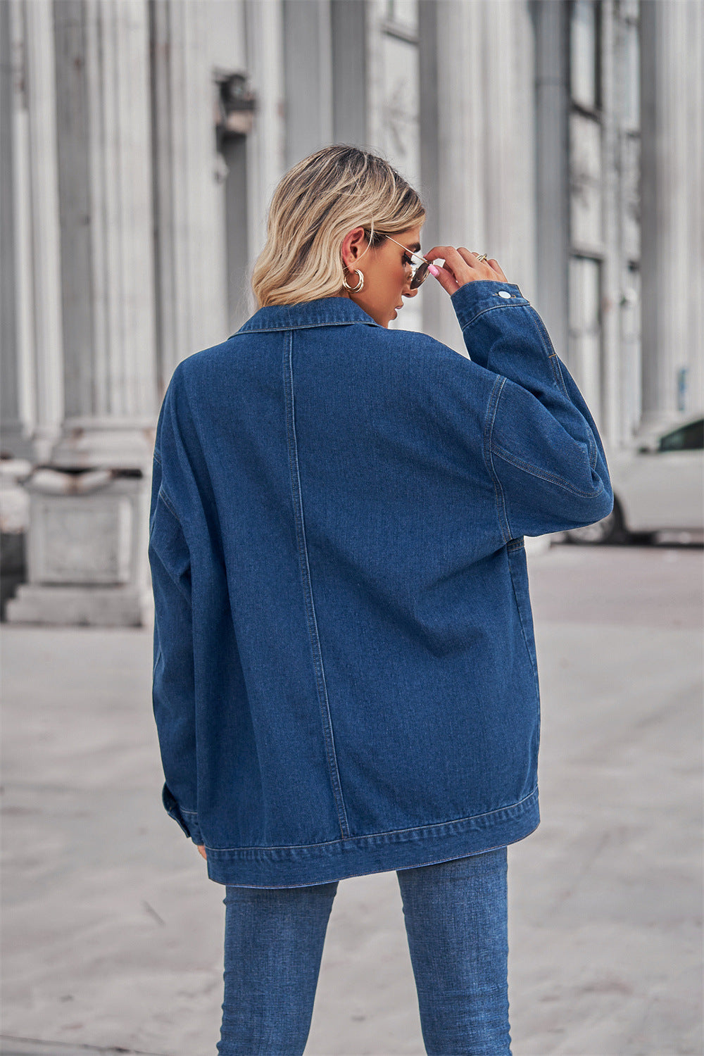 Square-Pocket Cargo Denim Jacket - Loose Women's Outerwear