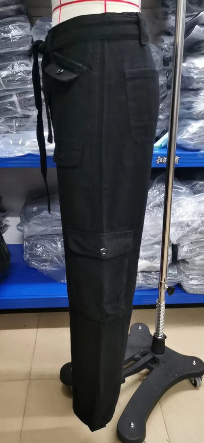 Belted Multi-Pocket Cargo Pant - Women's Loose Straight-Leg Trousers