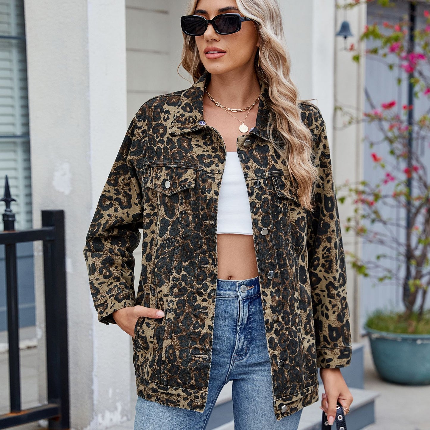 Retro Vertical - Striped Denim Jacket - Loose - Fit Women's Outerwear