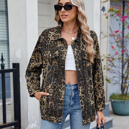 Retro Vertical - Striped Denim Jacket - Loose - Fit Women's Outerwear