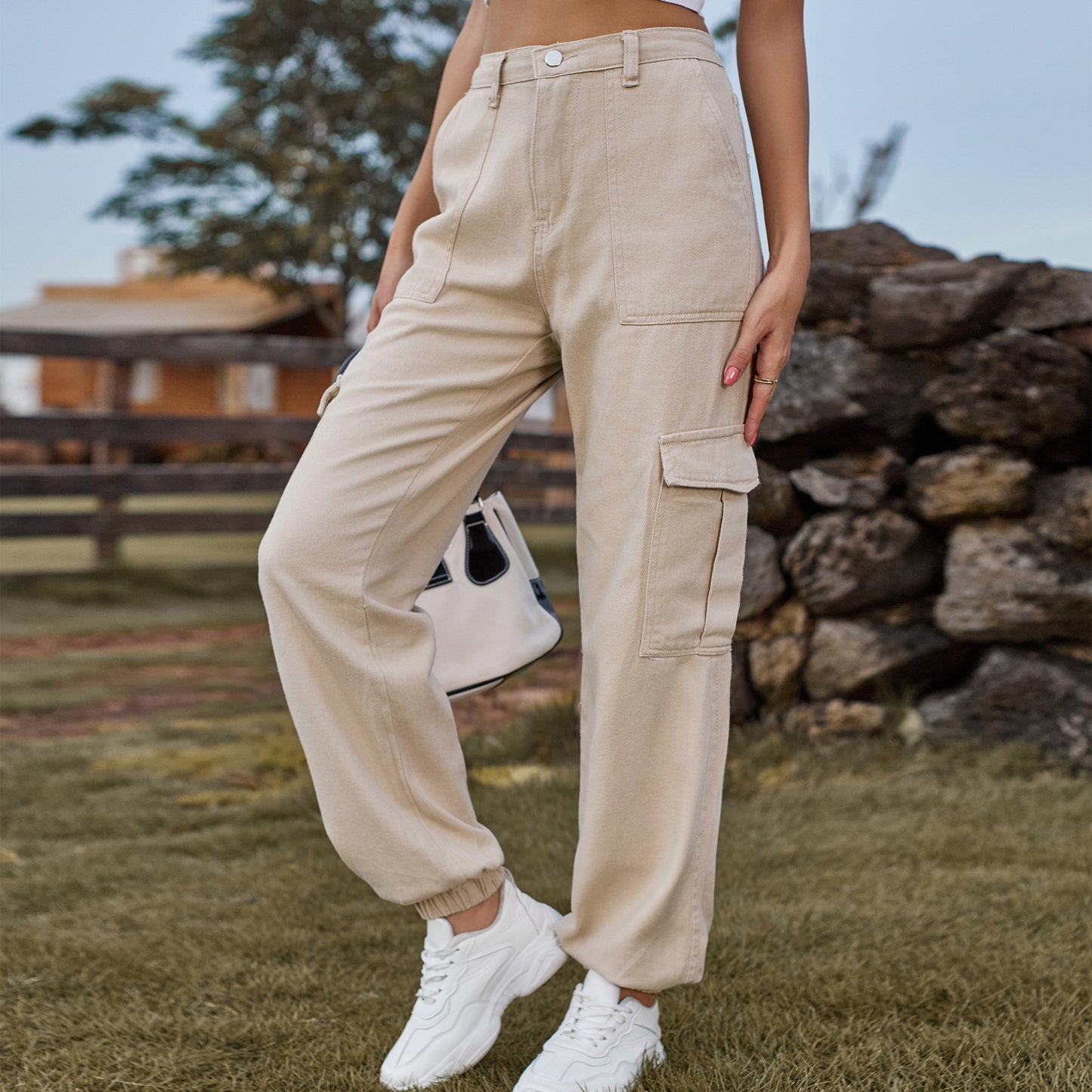 Stylish Multi-pocket Cargo Pant - Women's Loose Straight-Leg（Cuffed） Casual Trousers