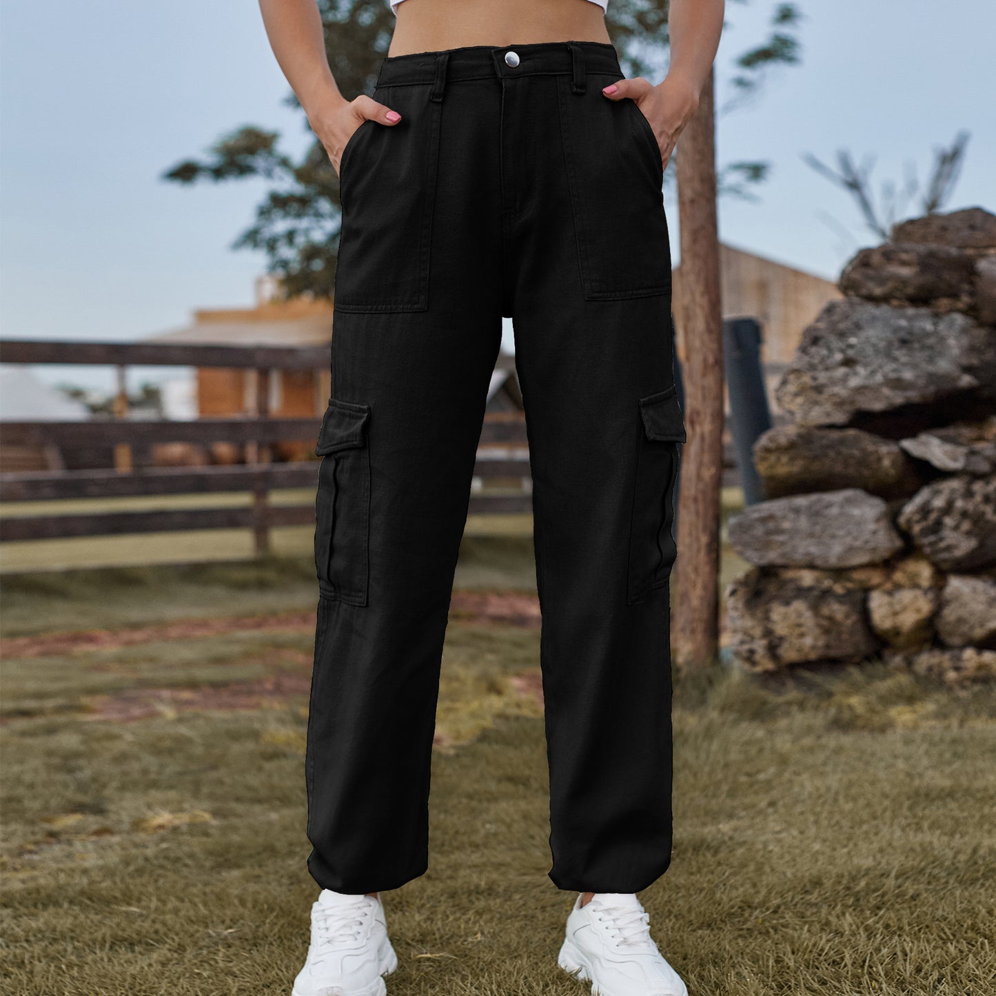 Stylish Multi-pocket Cargo Pant - Women's Loose Straight-Leg（Cuffed） Casual Trousers