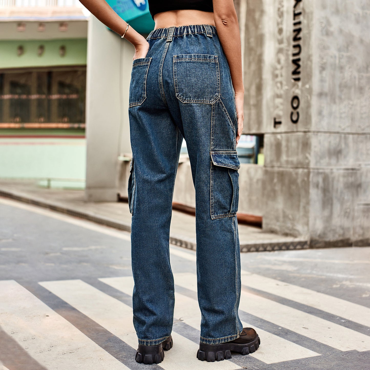 Stylish Multi-pocket Cargo Pant - Women's Loose Straight-Leg（Cuffed） Casual Trousers