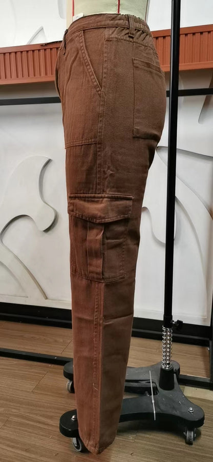 Stylish Multi-pocket Cargo Pant - Women's Loose Straight-Leg（Cuffed） Casual Trousers