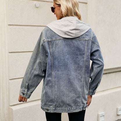Retro Vertical - Striped Denim Jacket - Loose - Fit Women's Outerwear