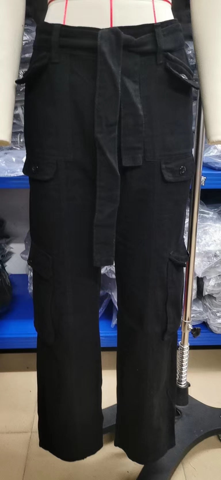 Belted Multi-Pocket Cargo Pant - Women's Loose Straight-Leg Trousers