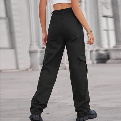 Stylish Multi-pocket Cargo Pant - Women's Loose Straight-Leg（Cuffed） Casual Trousers