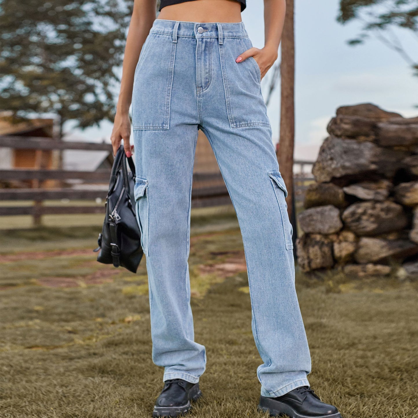 Stylish Multi-pocket Cargo Pant - Women's Loose Straight-Leg（Cuffed） Casual Trousers