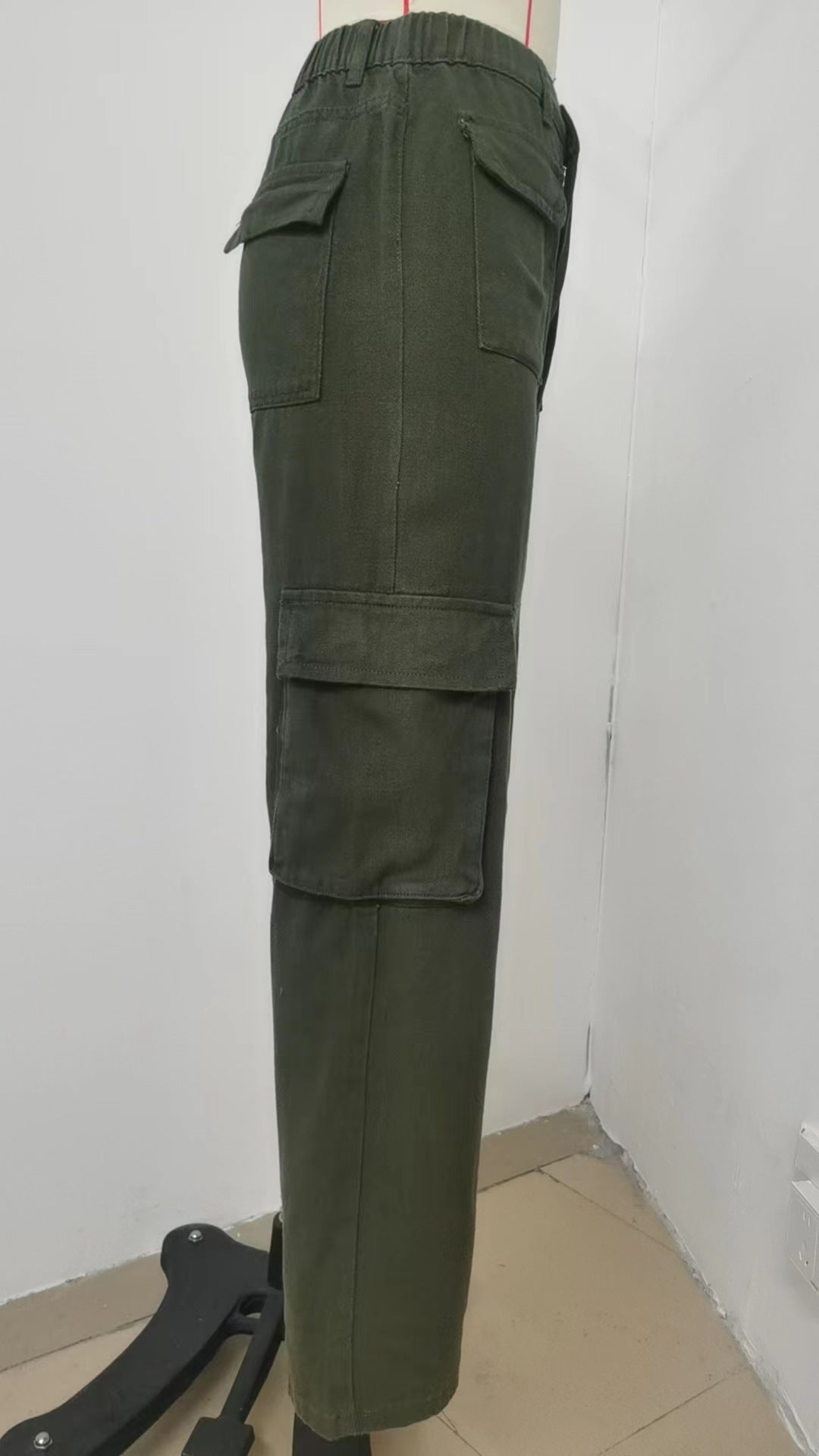 Multi - Pocket Cargo Denim Pant - Loose Straight Women's Trousers