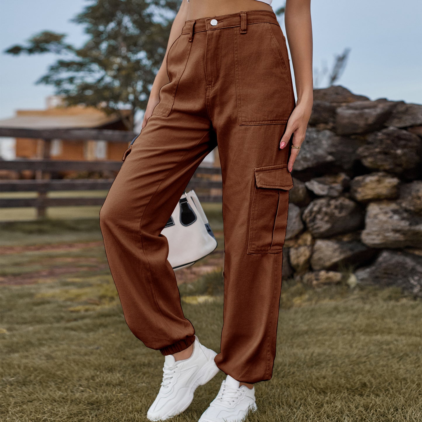 Stylish Multi-pocket Cargo Pant - Women's Loose Straight-Leg（Cuffed） Casual Trousers
