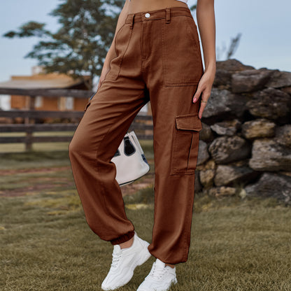 Stylish Multi-pocket Cargo Pant - Women's Loose Straight-Leg（Cuffed） Casual Trousers