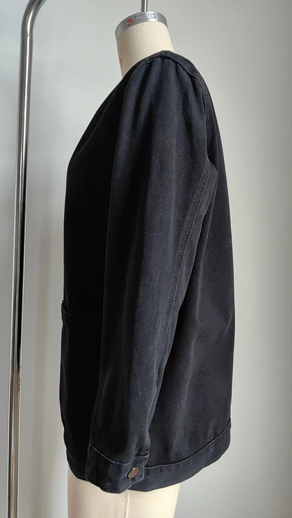 Denim Blazer - Multi-Color Buttonless Women's Outerwear