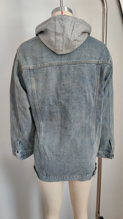 Retro Vertical - Striped Denim Jacket - Loose - Fit Women's Outerwear