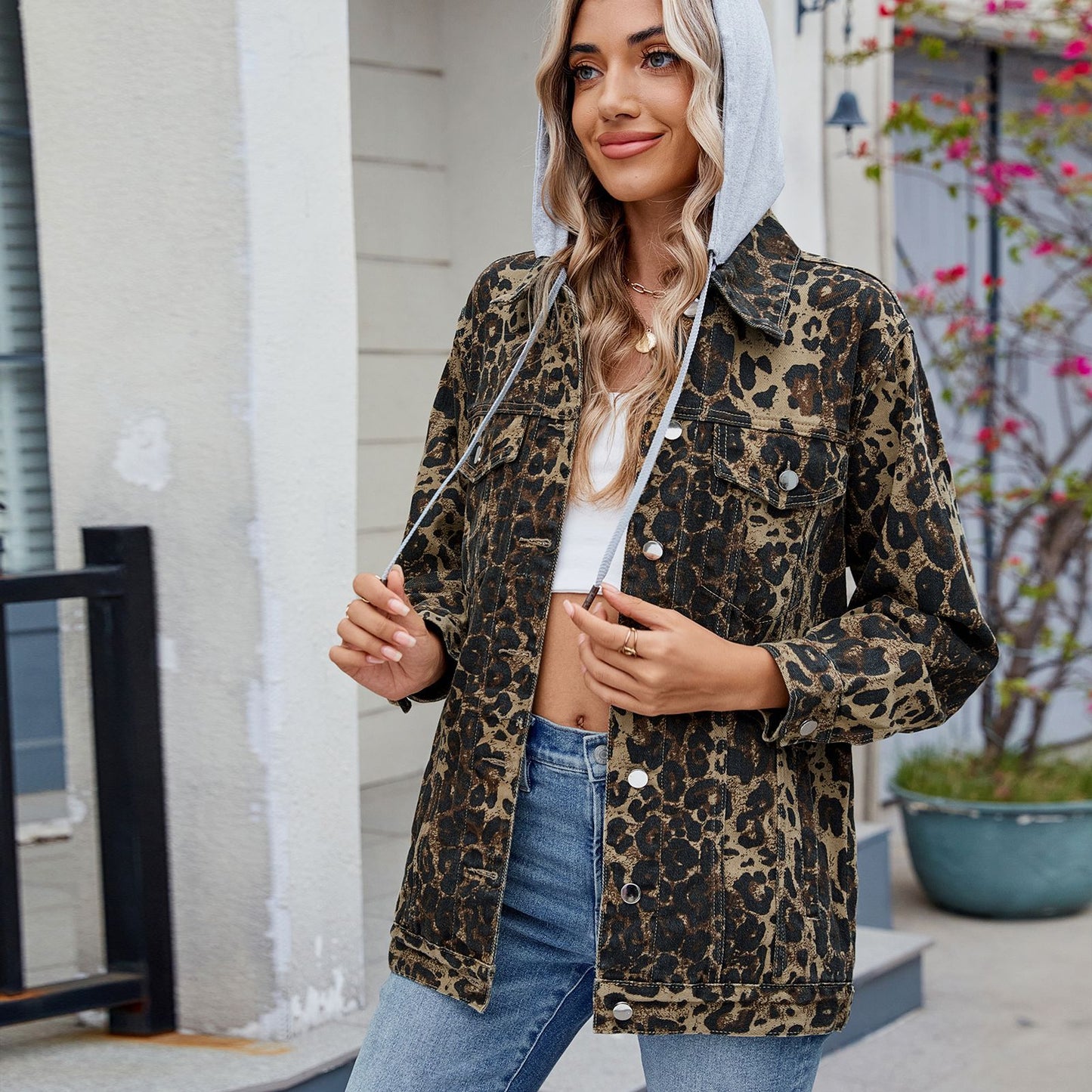 Retro Vertical - Striped Denim Jacket - Loose - Fit Women's Outerwear